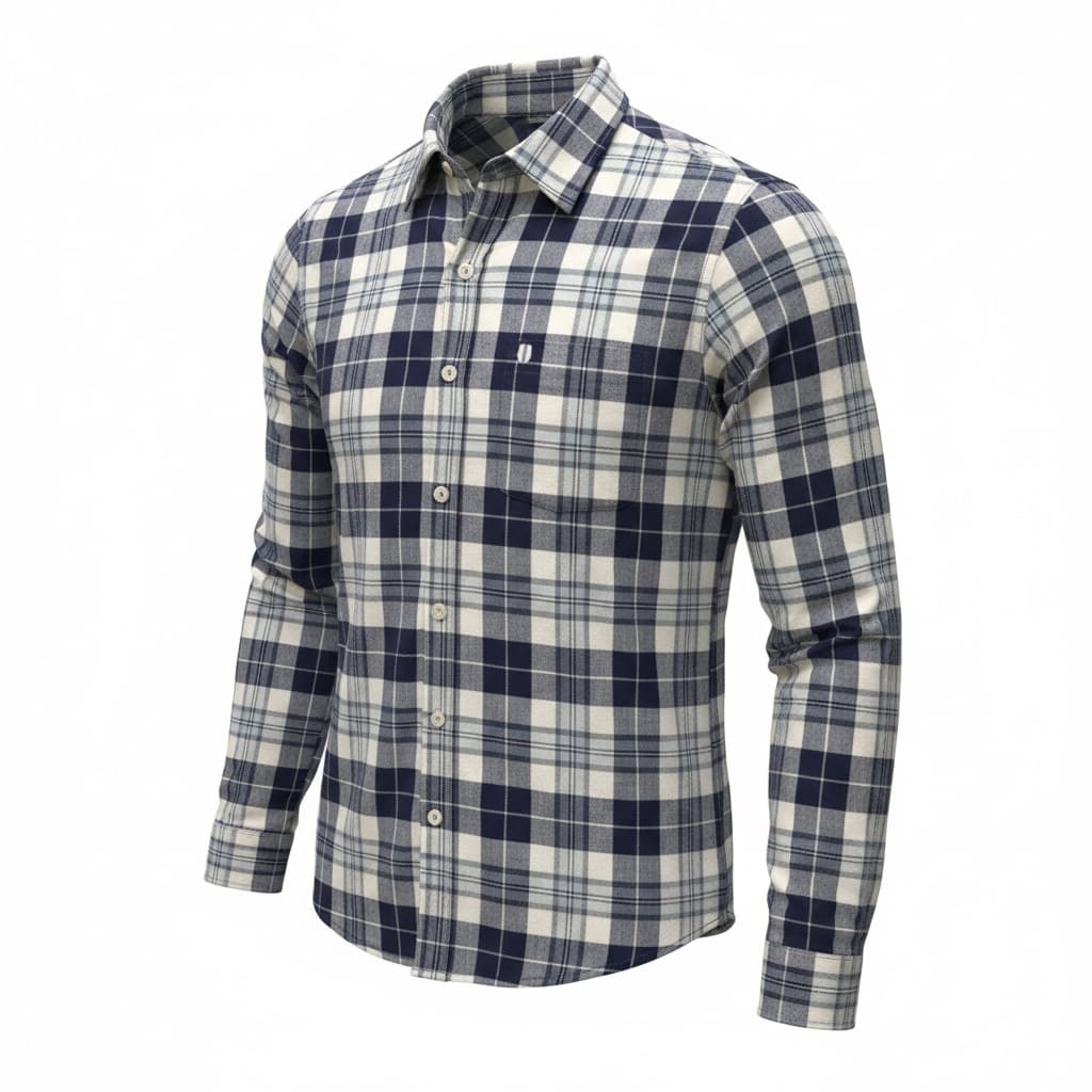 Mens Checks Navy Blue Slim Fit Shirts