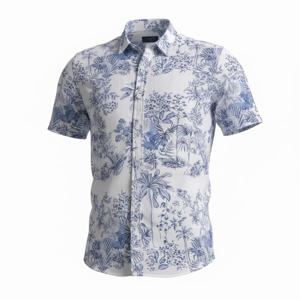 Men's Printed Blue Regular Fit Shirt