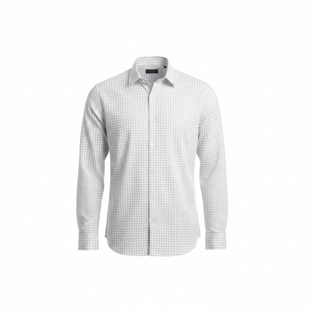 Men's Printed White Slim Fit Shirts