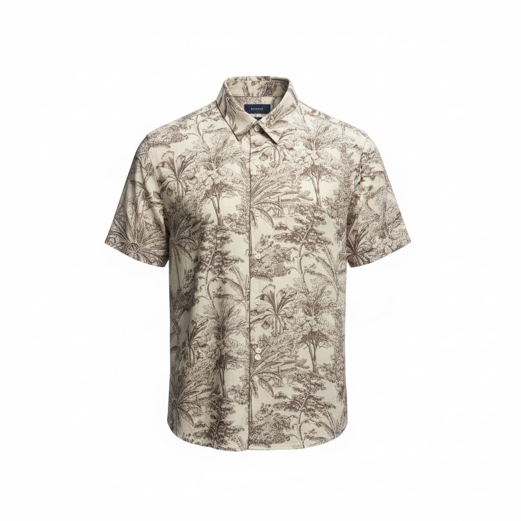 Men's Printed Beige Regular Fit Shirts