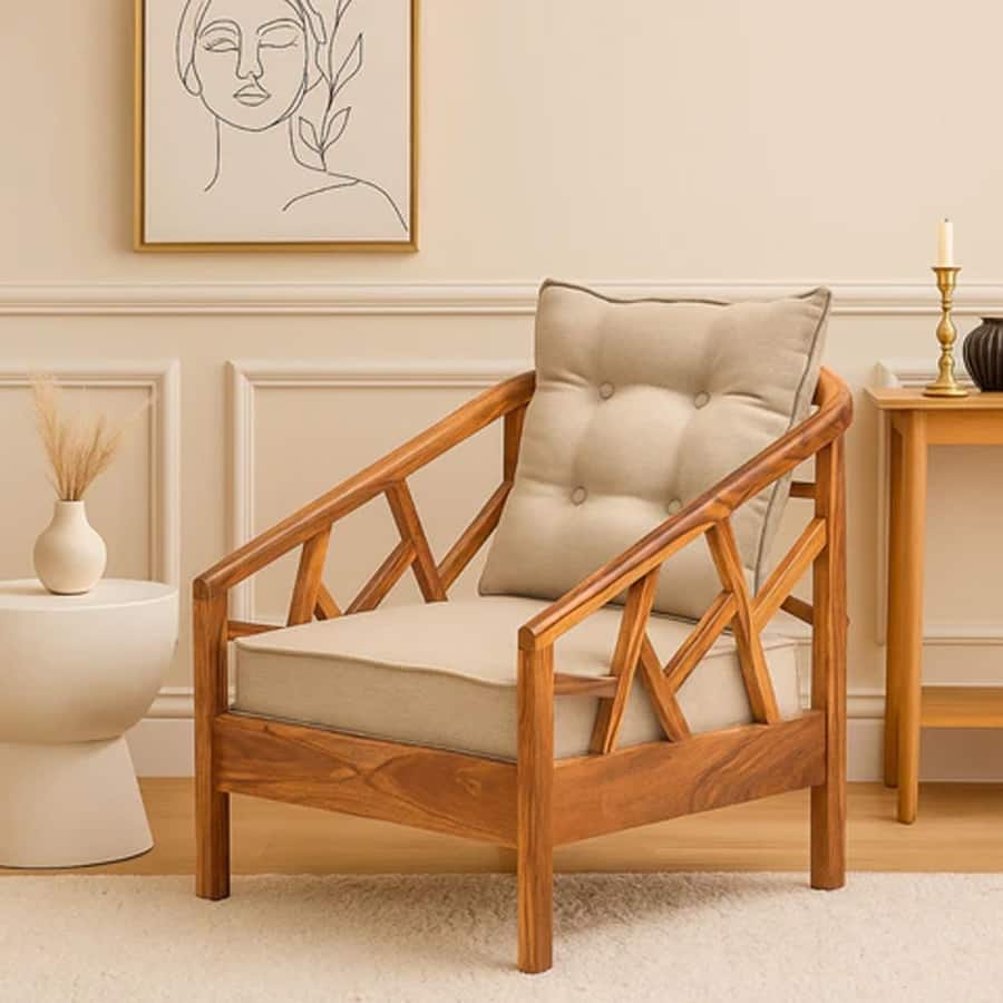Blue City Single Seater Wooden Sofa