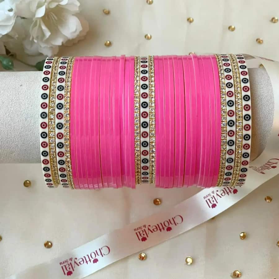 "Pure Pearl Classic Diamond Heritage Pink Chooda Se...