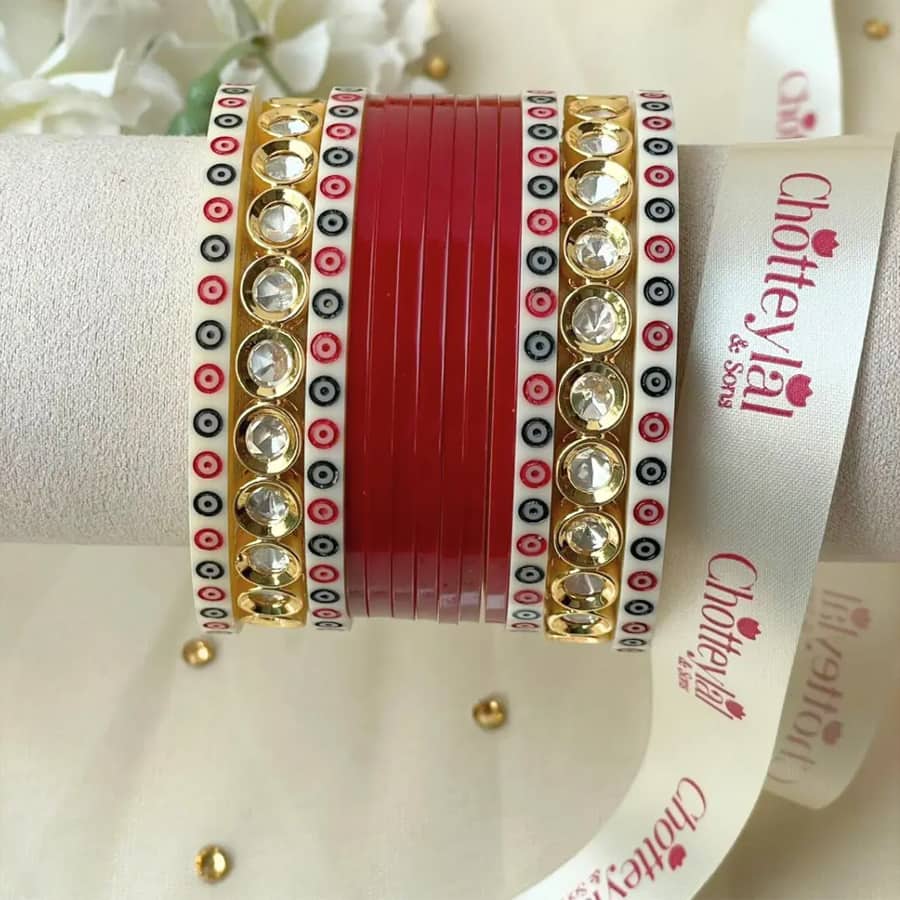 "Pure Pearl Classic Diamond Dark Red Chooda Set of ...