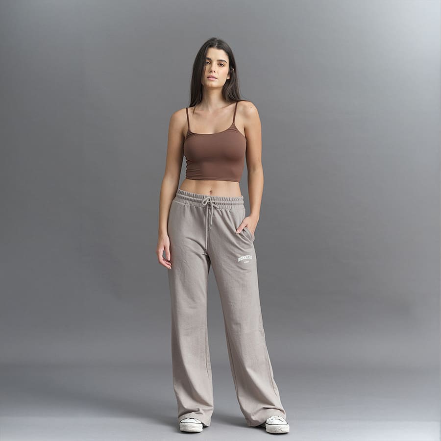 Sand Beige Wide-Leg Sweatpants