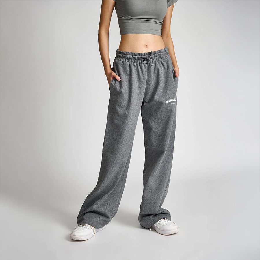 Dark Grey Melange Wide-Leg