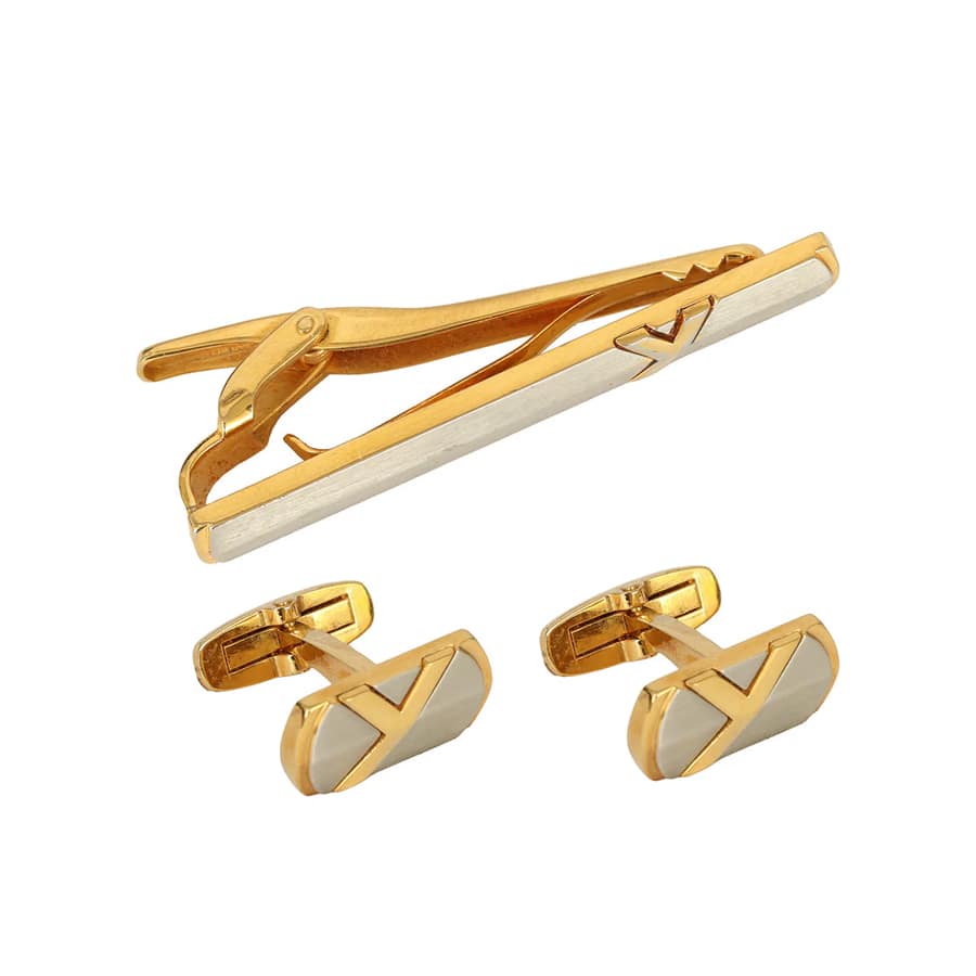 YVES SAINT LAURENT TIE CLIP AND CUFFLINK