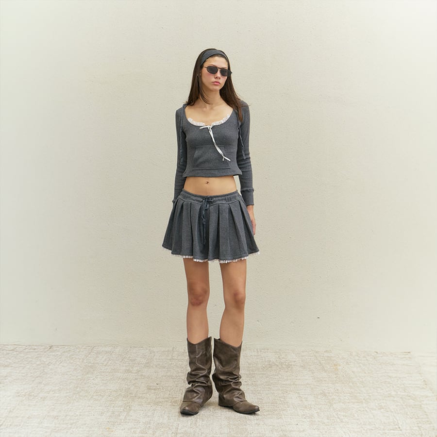 Grey Pleated Skirt
