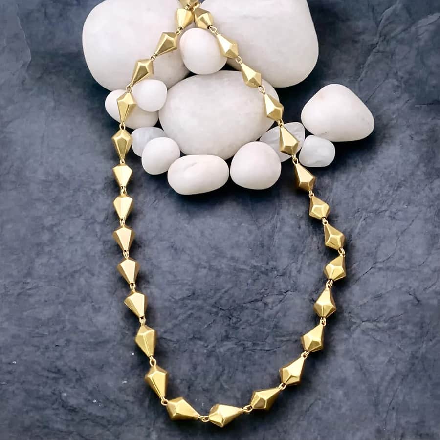 Gold Plated Silver Beads Necklace