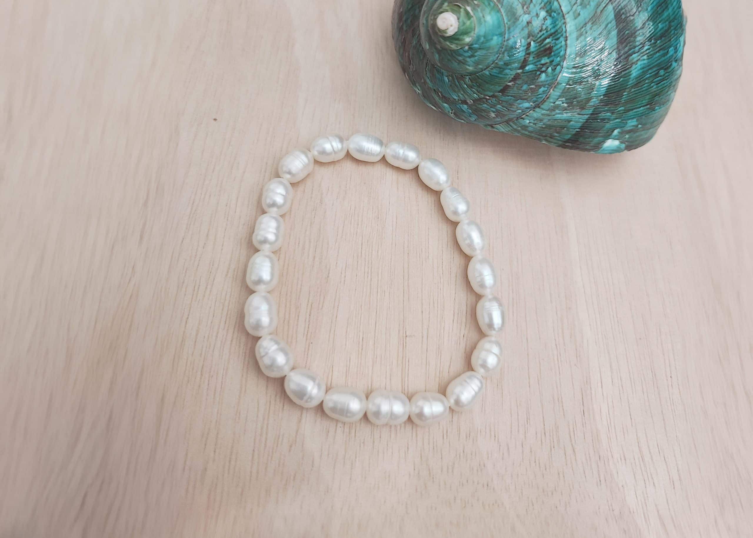 Freshwater Oval Pearl Bracelet – White Pearl