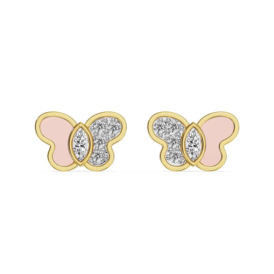 Pink Wings Lab Grown Diamond Studs