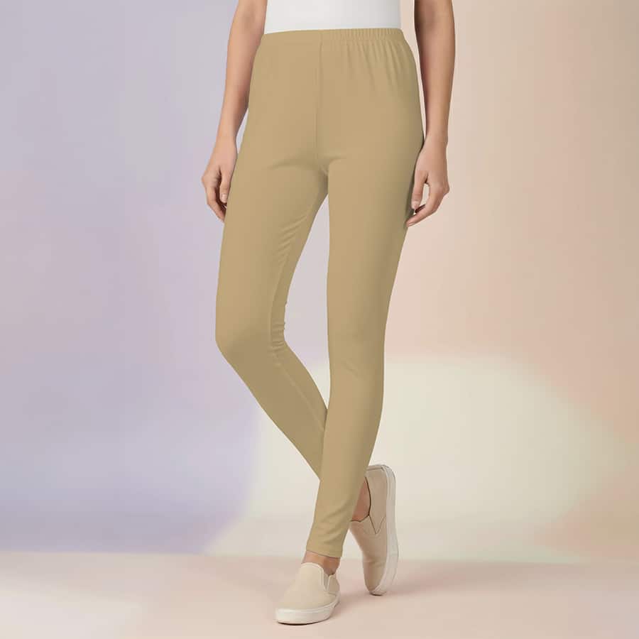 Beige Ankle Length Leggings