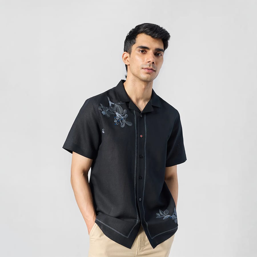 Delta Shirt - Black Embroidered