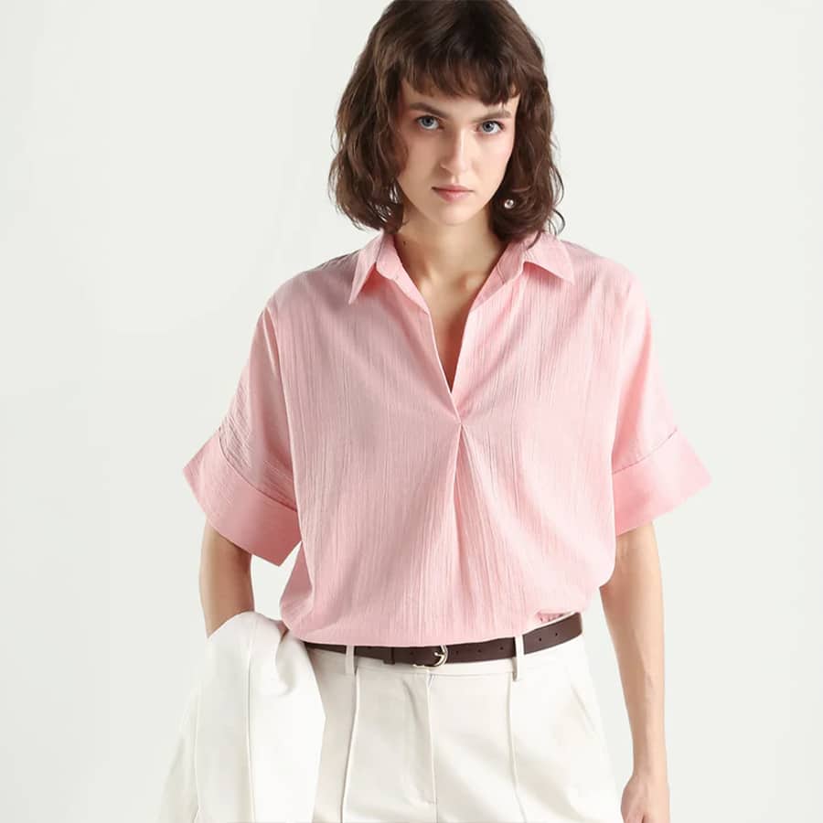 AZZURE-LIGHT PINK | SOLID EXTENDED SLEEVE TOP