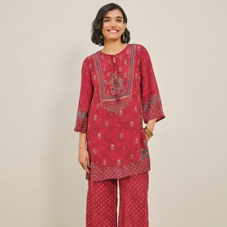 Wine Mauj Kurta Set