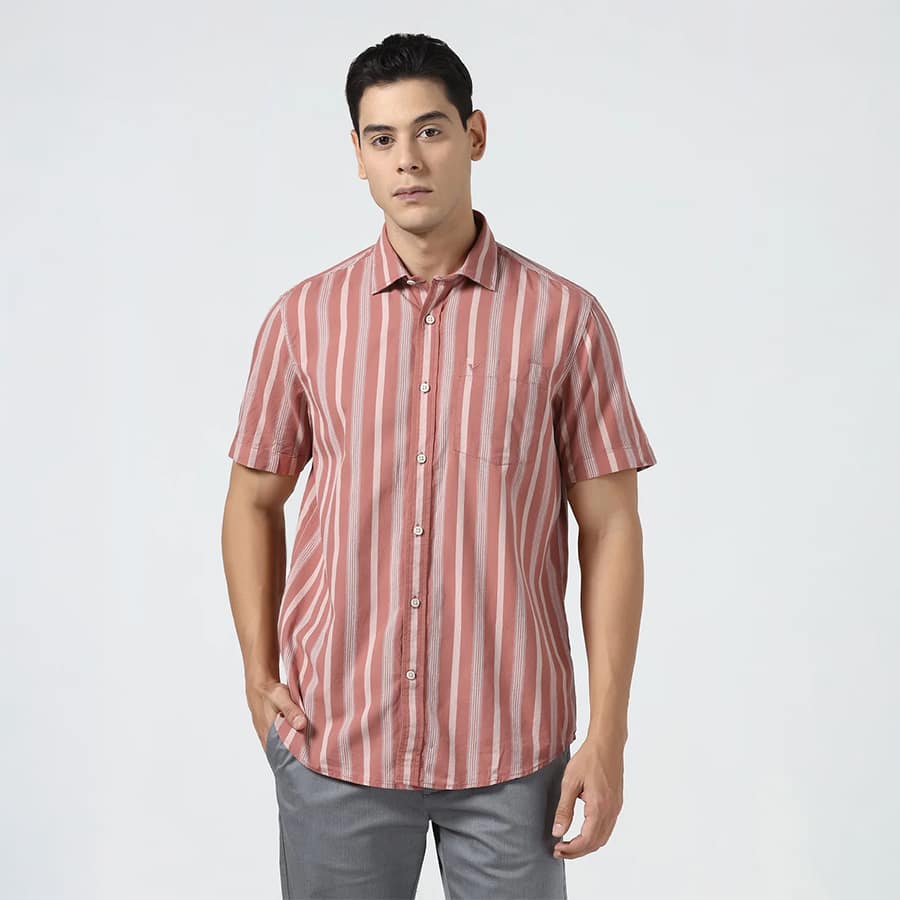 Coral Half Sleeve Stripe Shirt - Mantus