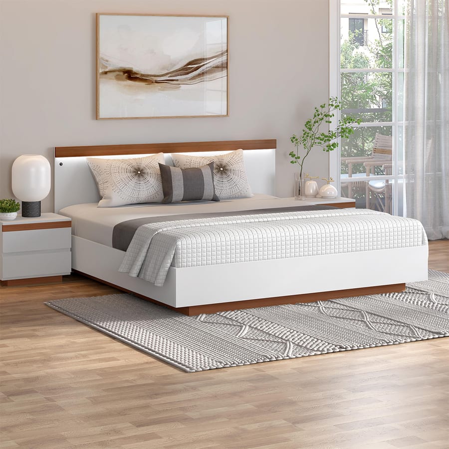 Juda - King Size Bed in Frosty White Finish with LED Light