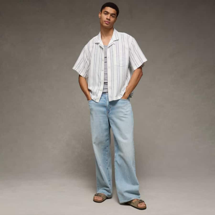 Relaxed Fit Short Sleeve Camp Collar Shirt