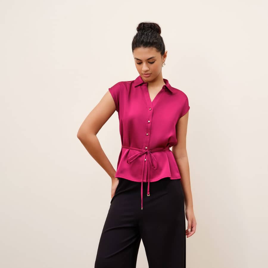 Wine Olive Satin Shirt