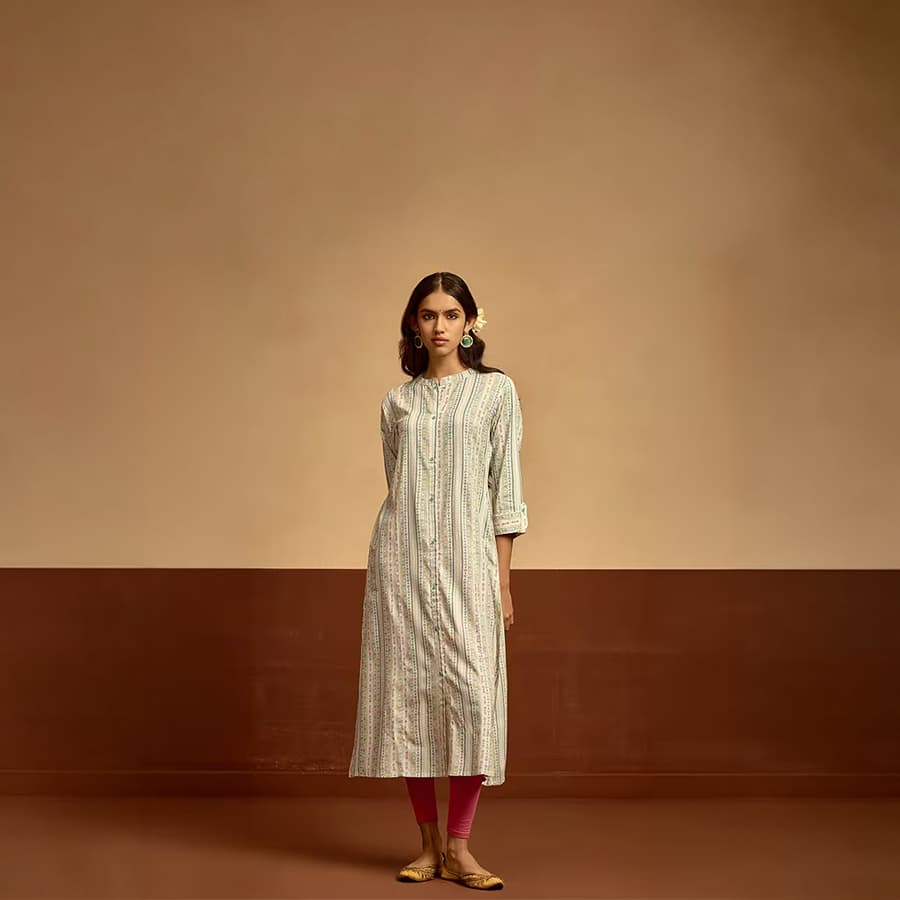 White Printed Kurta