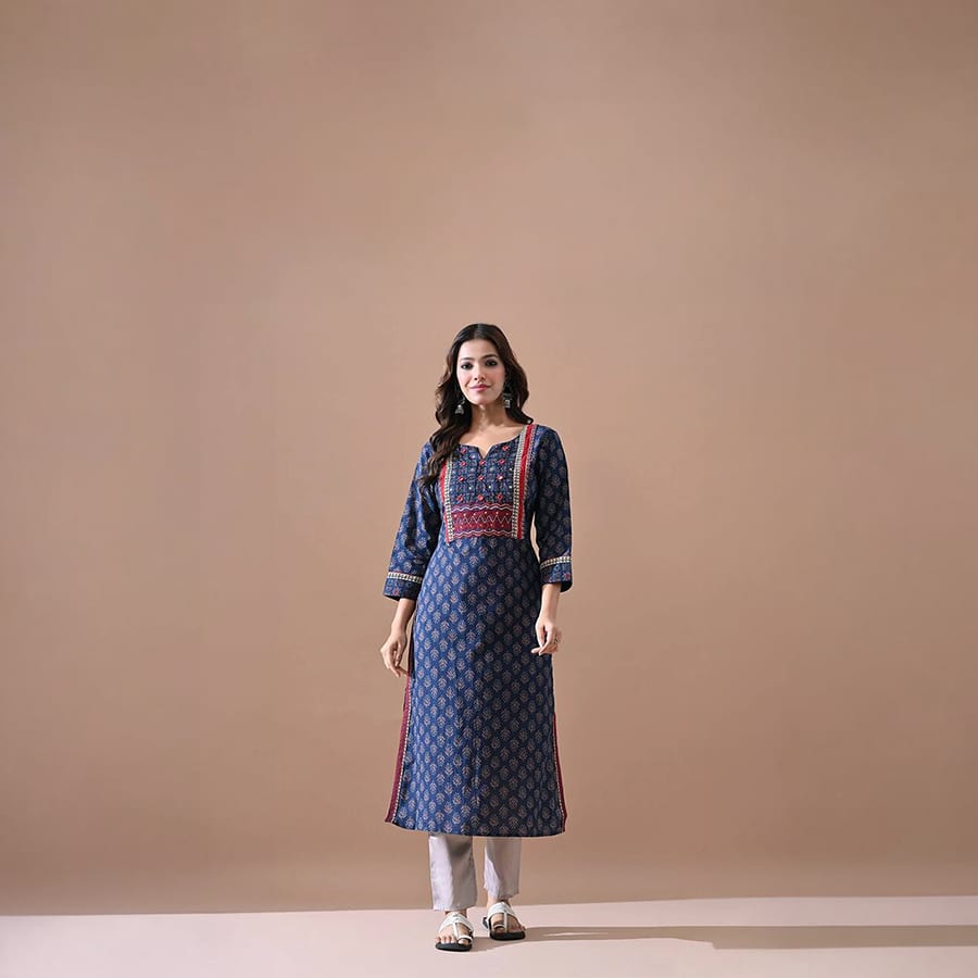 Blue Printed Kurta