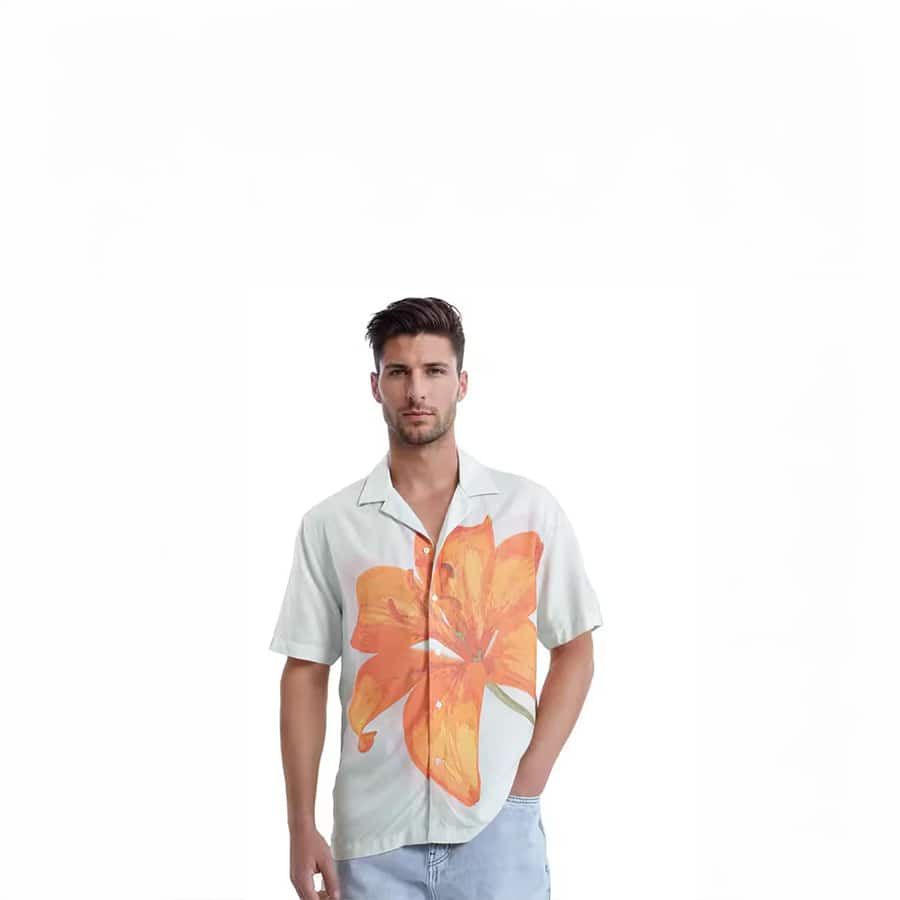 GACRUX - PASTEL GREEN BOXY FIT FLORAL PRINT SHIRT
