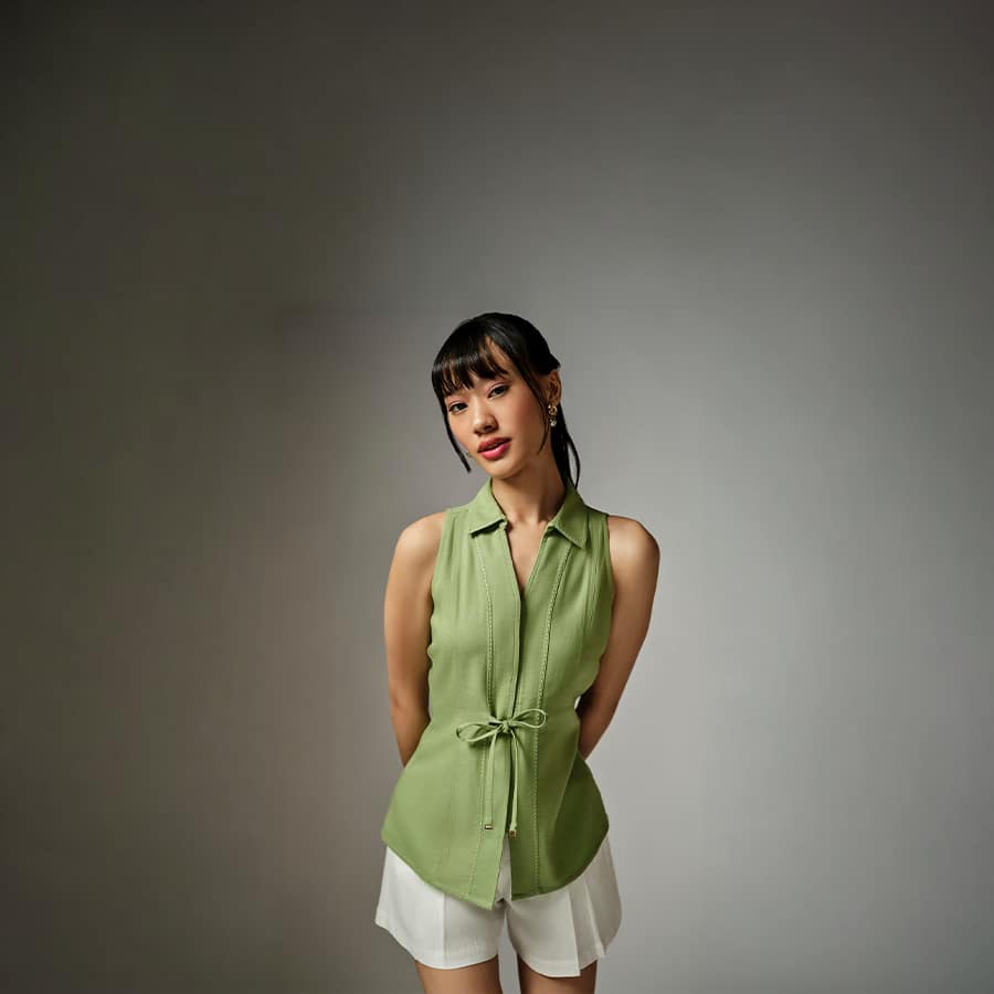 Raya Green Collared Top