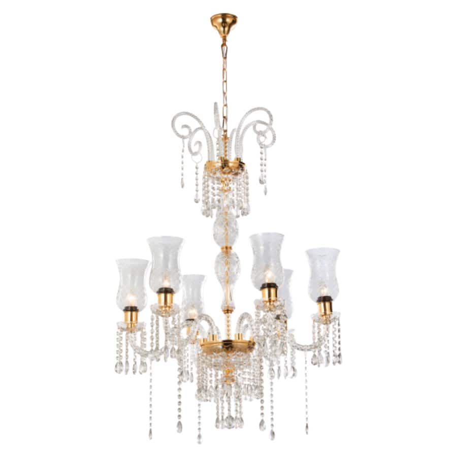 6 LT Clear Glass Chandelier