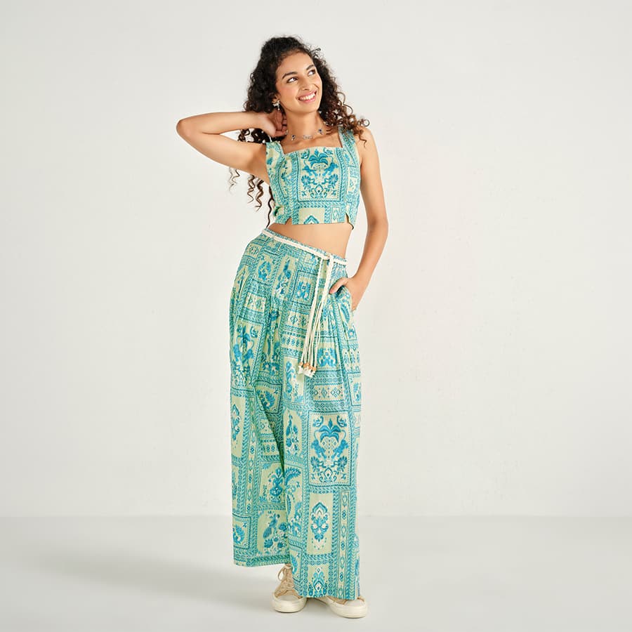 Teal Tiles Cotton Co-ord Set