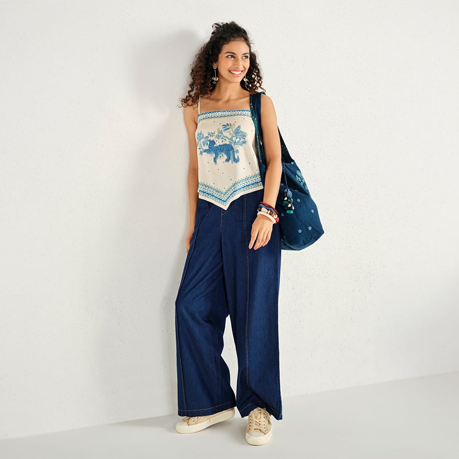 Ivory Cropped Handkerchief Top