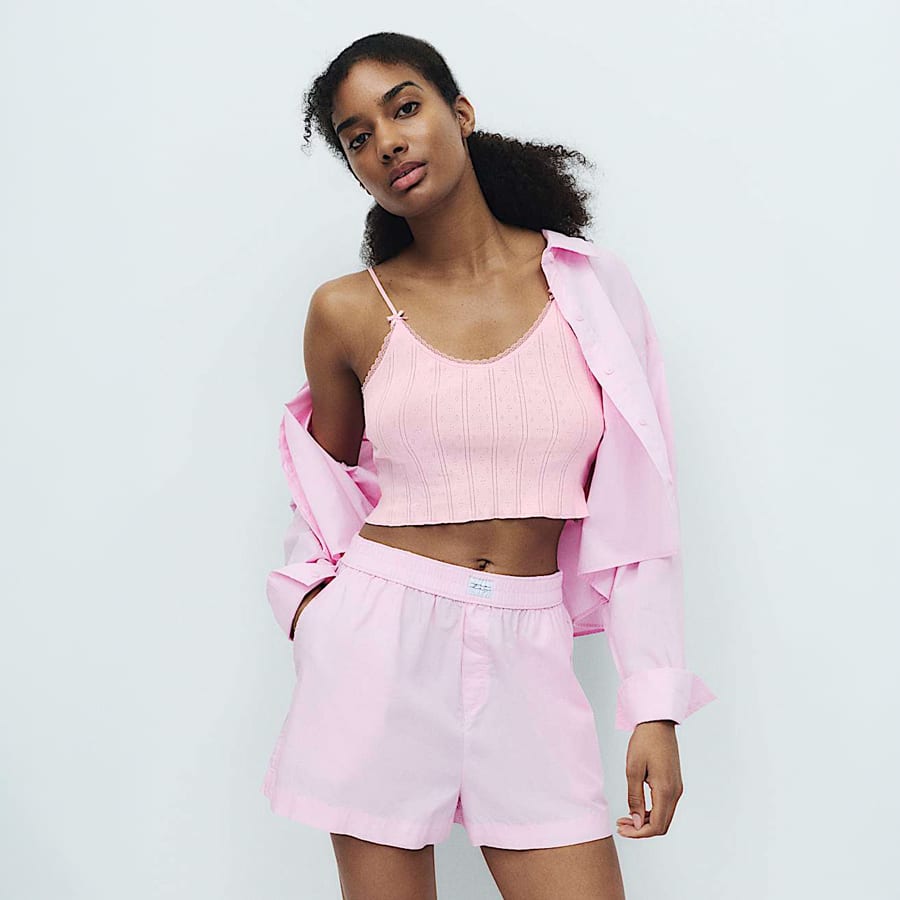Pure Cotton Pointelle Cami Pyjama Top