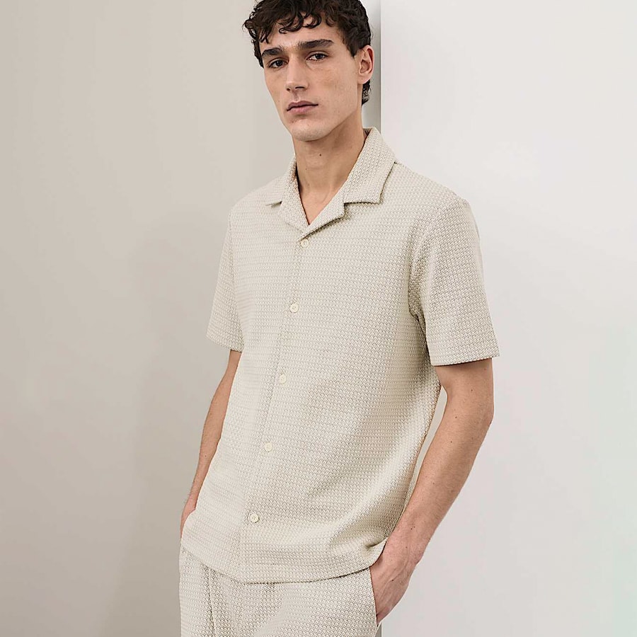 Regular Fit Cotton Blend Textured Shirt