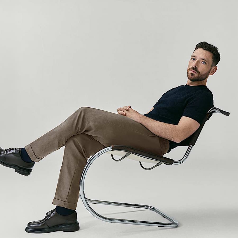 Tapered Fit Cotton Linen Blend Trousers