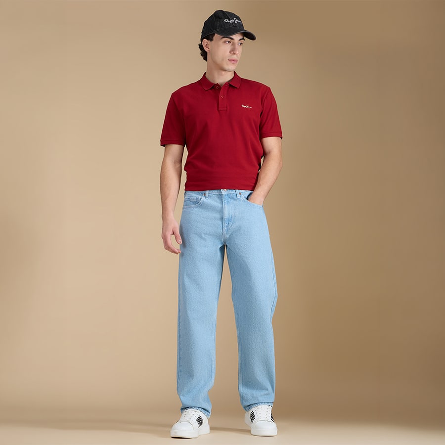 Men Light Blue Mid Rise Relaxed Fit Jeans