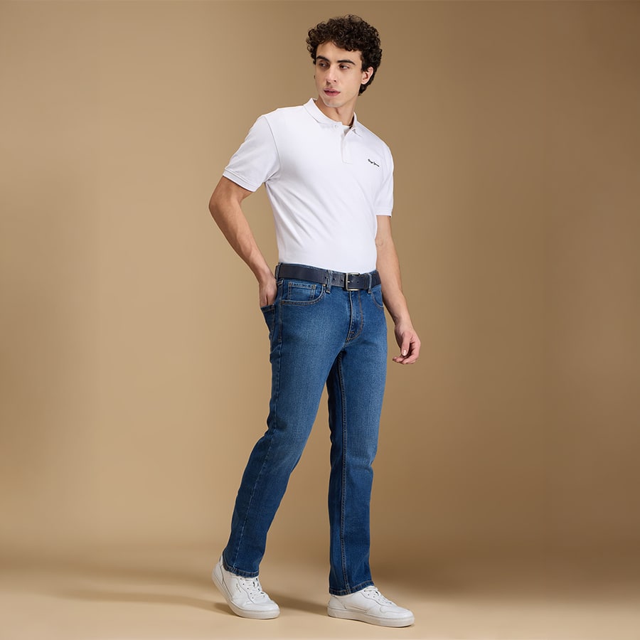 Men Blue Mid Rise Straight Fit Jeans