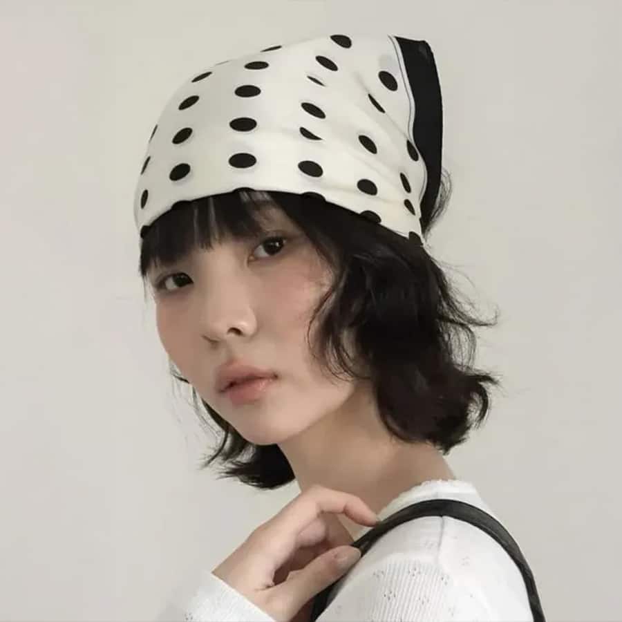 White Polka-Dot Scarf