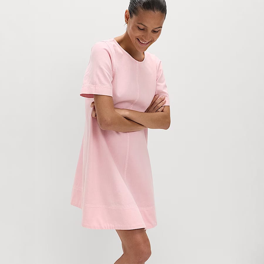 Pure Cotton Denim Mini T-Shirt Dress