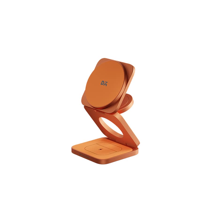 SURGE Foldaway 3-In-1 Qi2.2-Certified Magsafe-Compatible Wireless Charger - Cosmic Orange