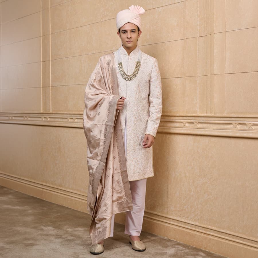 Pink Jacquard Shawl