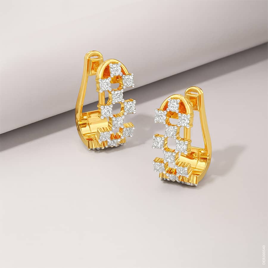 Lattice Round Diamond Bali Earrings