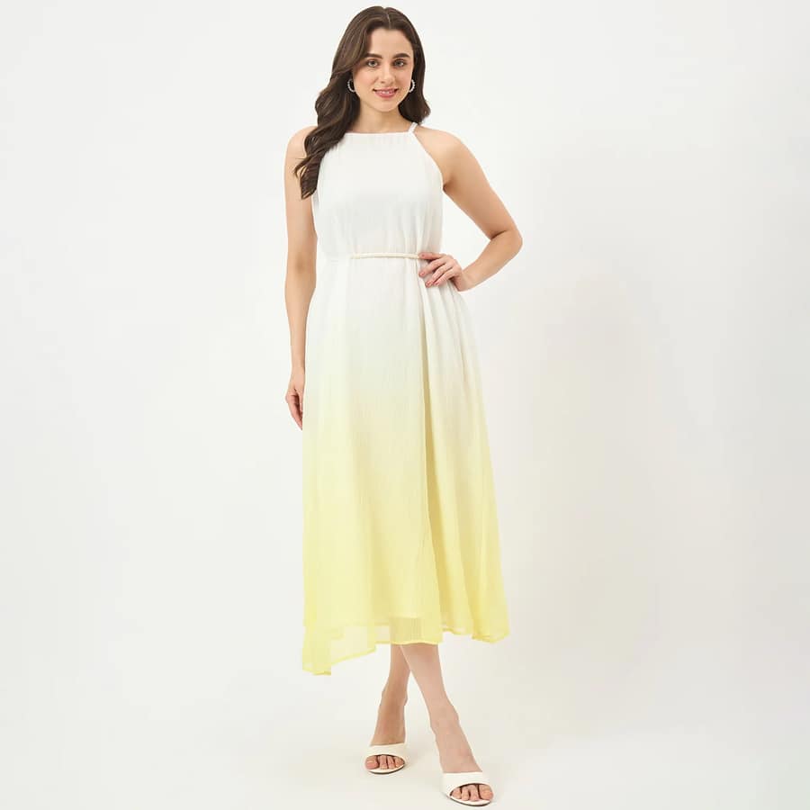 Madame Yellow Flared Dress