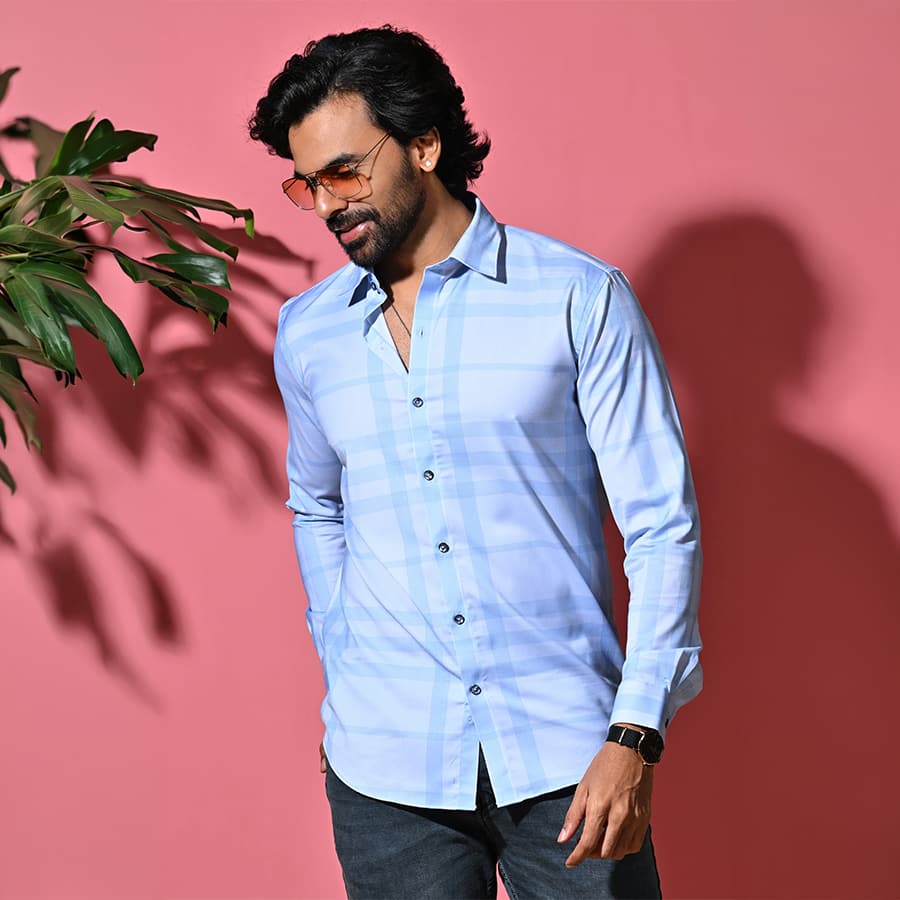 Slim Fit Formal Check Shirt for Men