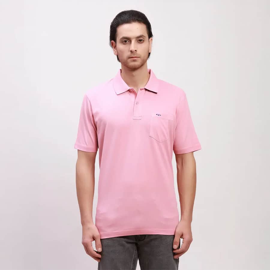 Colorplus Men Red Classic Fit Solid Polo Neck Collar T-Shirt