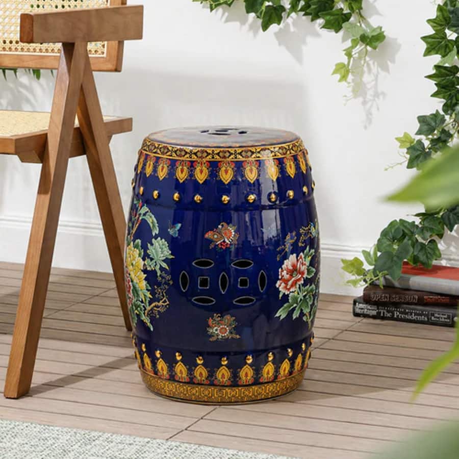 Royal Midnight Bloom Garden Stool