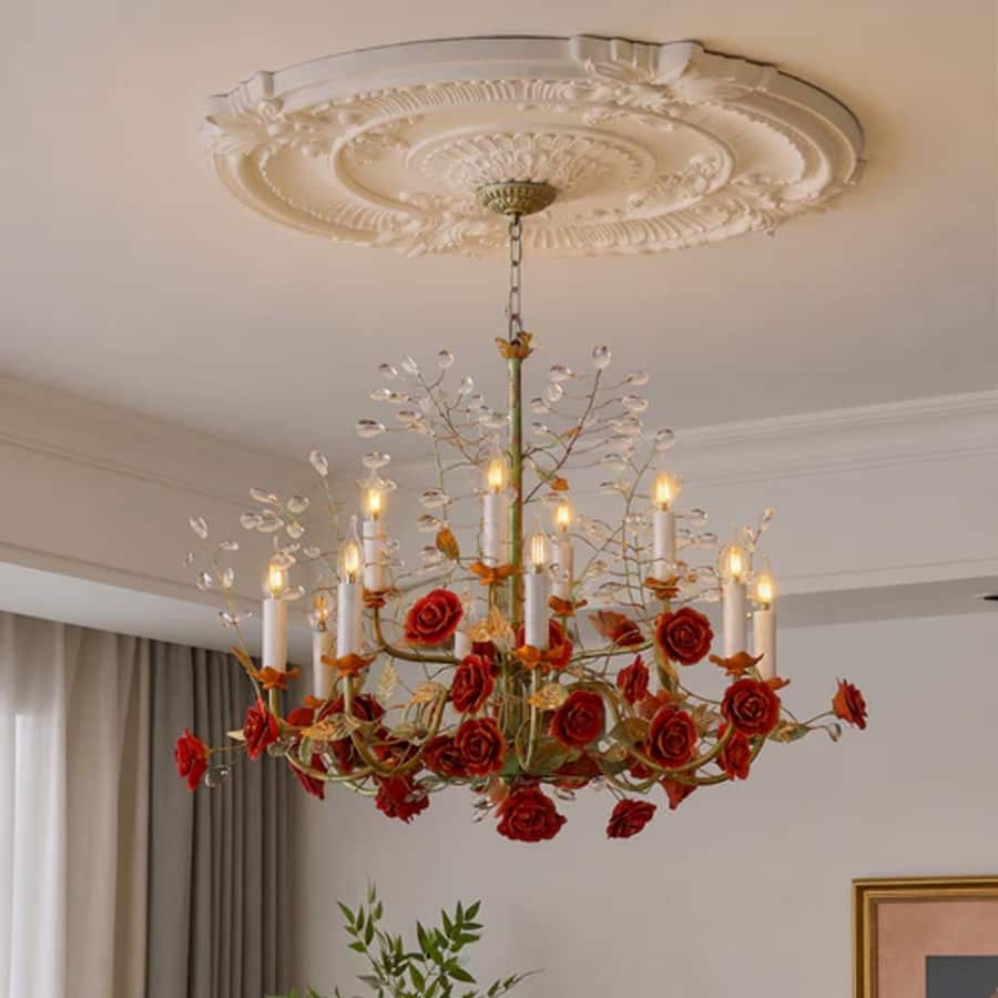 Regal Rose French Floral Chandelier