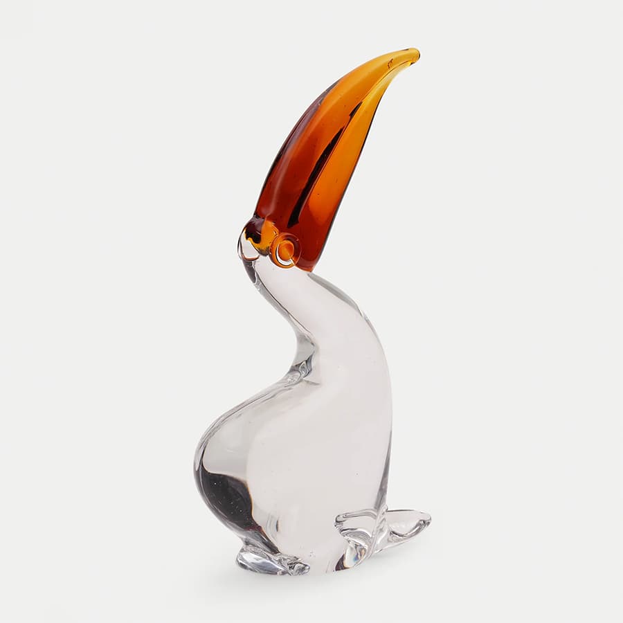 Clear Glass Pelican with Amber Beak