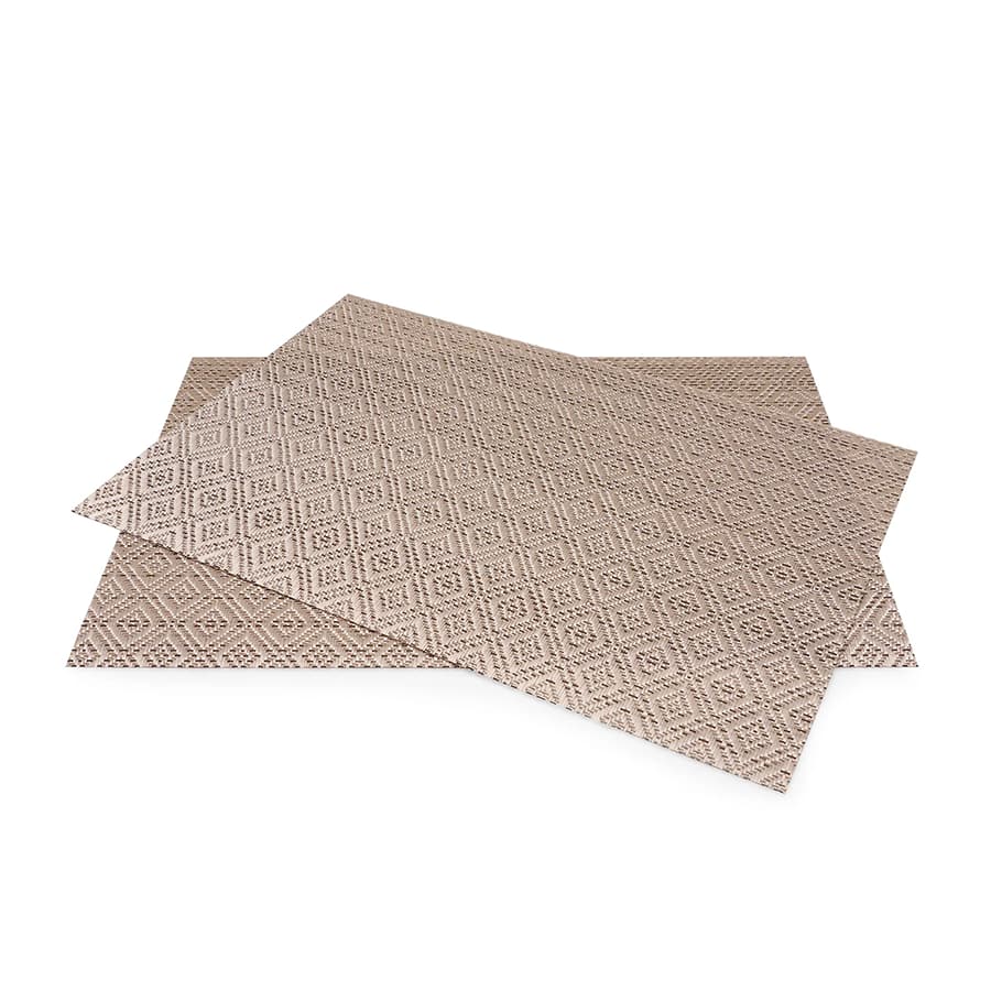 Set Of 2 Beige Geometric Design PVC Placemats