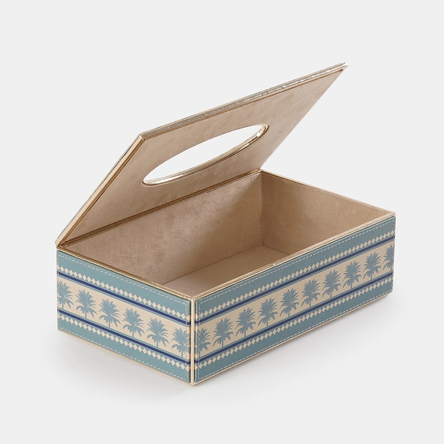 Blue Varena Faux Leather Tissue Box