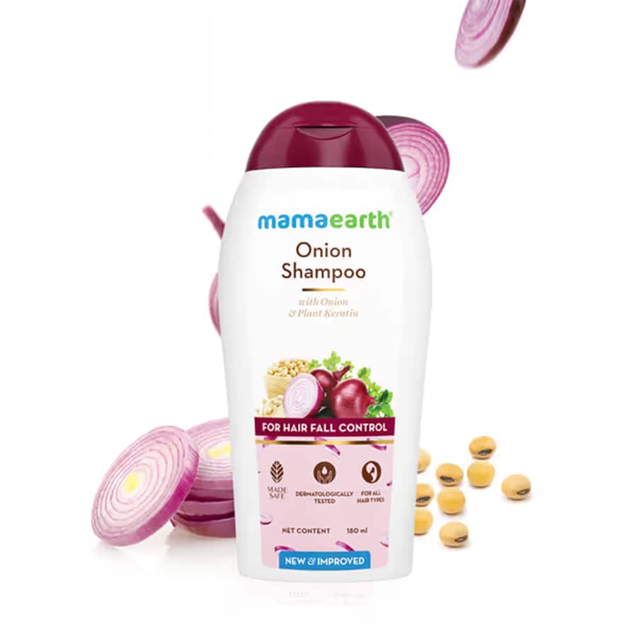 Mamaearth Onion Shampoo for Hair Fall Control & Hair Growth with Onion & Plant Keratin - 180 ml