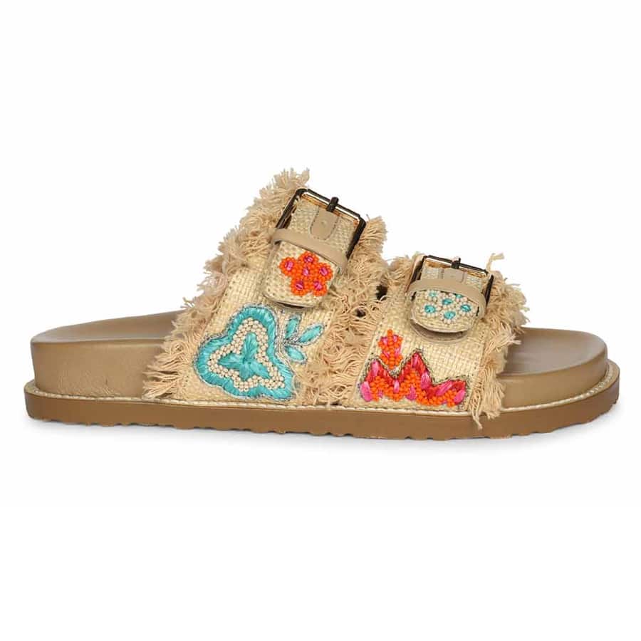 Saint Keisha Boho Fringe Embroidered Footbed Sandals