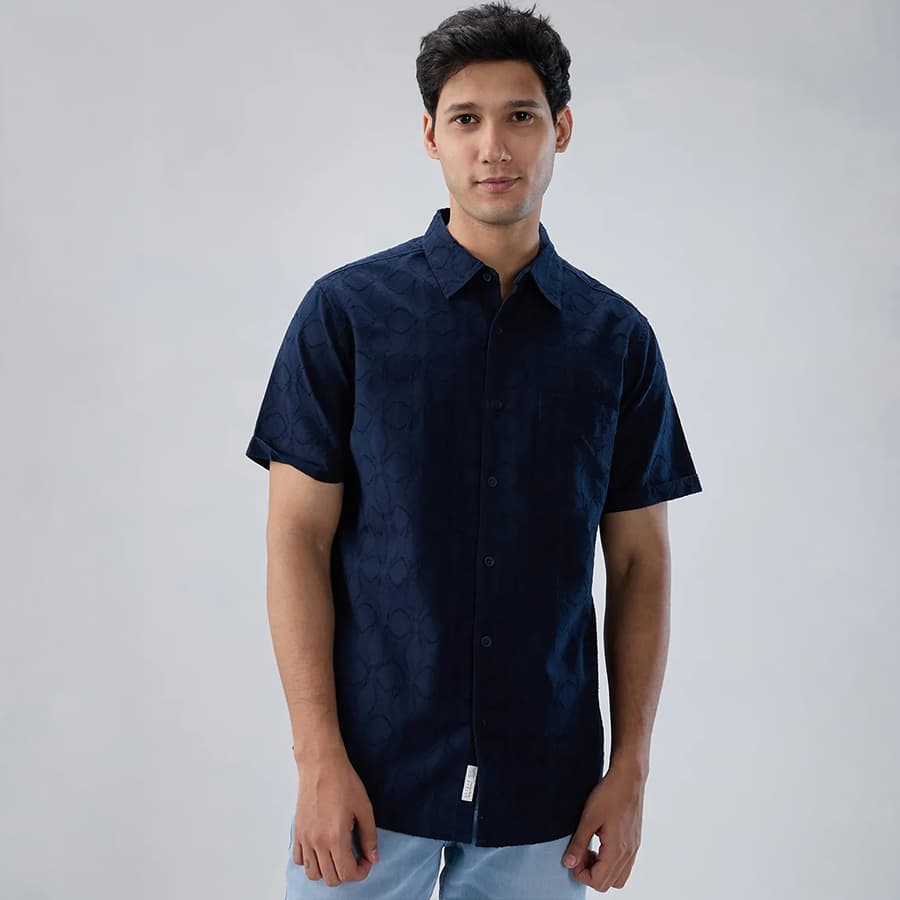 Men Shirt Solid Blue Navy Regular Fit